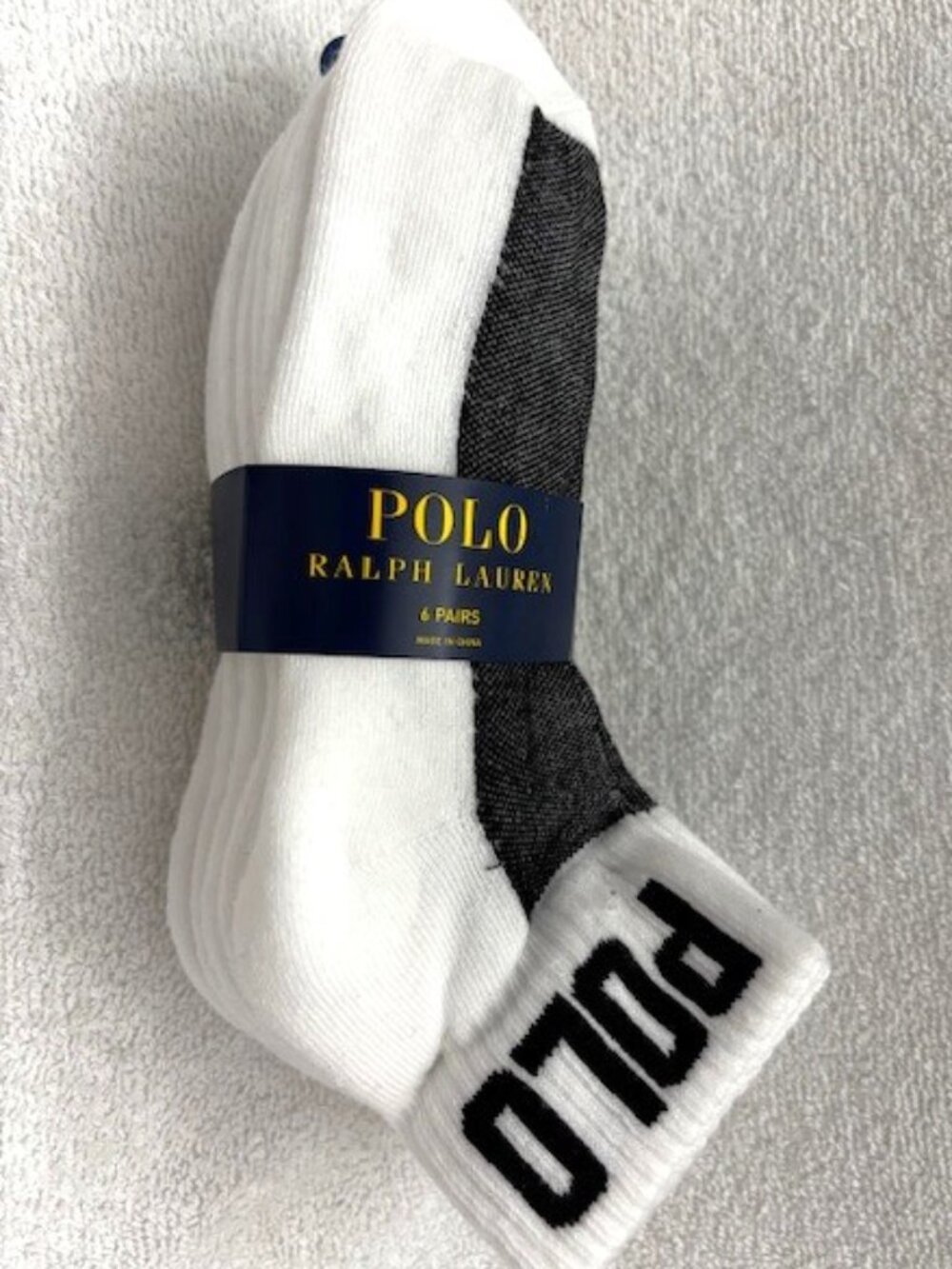 Polo Ralph Lauren 6-pack white quarter-bed socks with logo NWT Women's Size 9-11